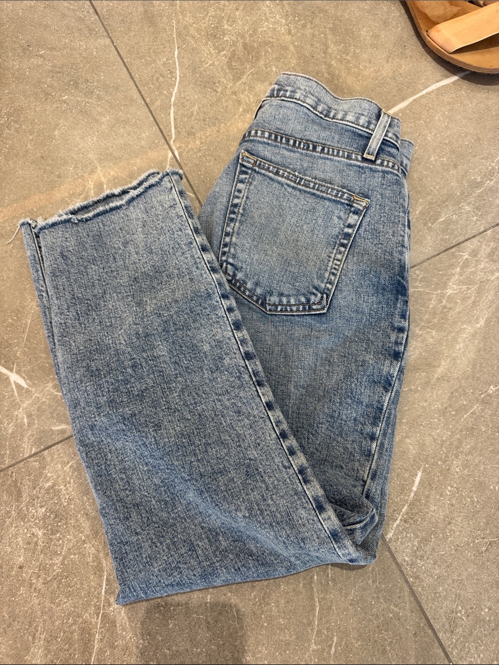 Alice + Olivia Medium Wash Cropped Straight Jeans - Blue
